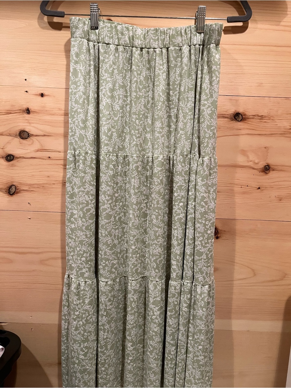 Tiered Sage Green Floral Maxi Skirt - Lightweight Everyday Style